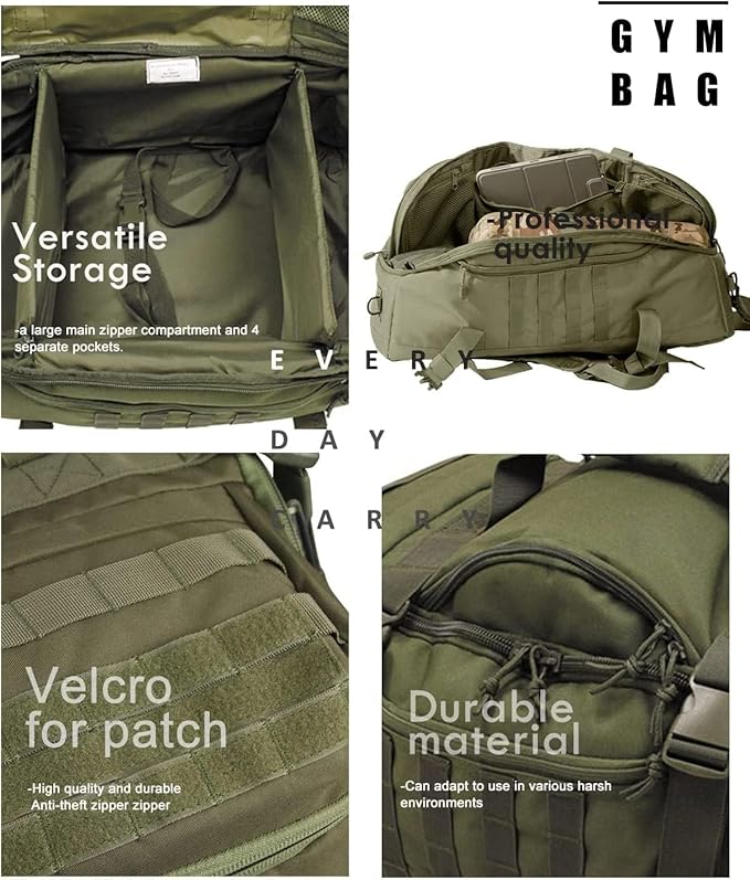 3 In 1 Military Backpack Travel Duffle Bag for Weekender Gym Traveling Workout Deployment