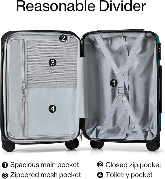 Hanke Expandable Hard Shell Luggage Sets 2 piece Carry on Luggage with Wheels Suitcases Lightweight Checked Tsa Luggage Rolling Large Suitcase Travel Luggage Bag Woman Men 20/29 Inch(Caribbean Blue)