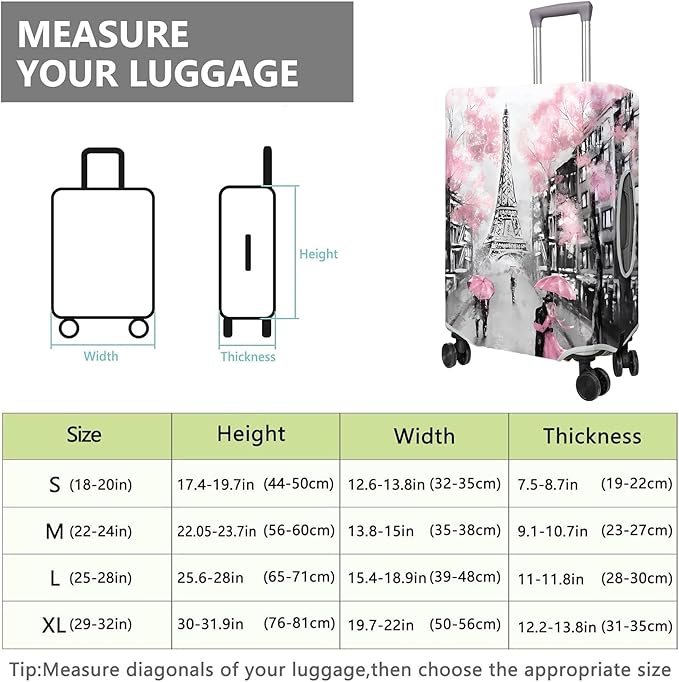 Travel Luggage Cover Suitcase Protector Fits 18-32 Inch Wheel Covers PatternedTravel Related Items Flower Luggage Protector Elastic XL