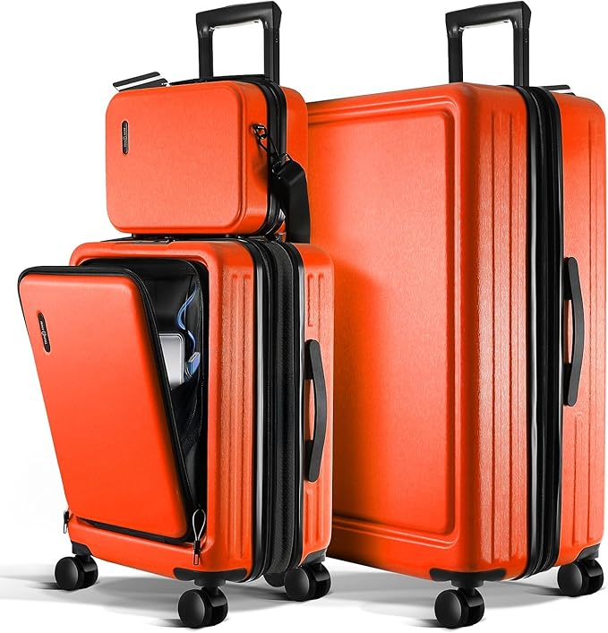 Luggage Sets 2 Piece, 24 Inch Suitcase and 28 Inch Luggage with Spinner Wheels, Durable Hard Shell Suitcase Set, Expandable Travel Suitcases with Wheels, Orange