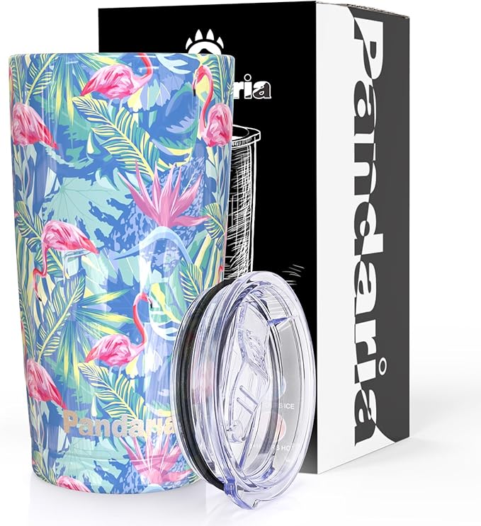 20 oz Stainless Steel Vacuum Insulated Tumbler with Lid - Double Wall Travel Mug Water Coffee Cup for Ice Drink & Hot Beverage, (Flamingo)