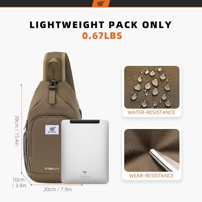 SKYSPER Sling Bag RFID Crossbody Sling Backpack Cross Body Shoulder Bag Travel Hiking Daypack for Women Men