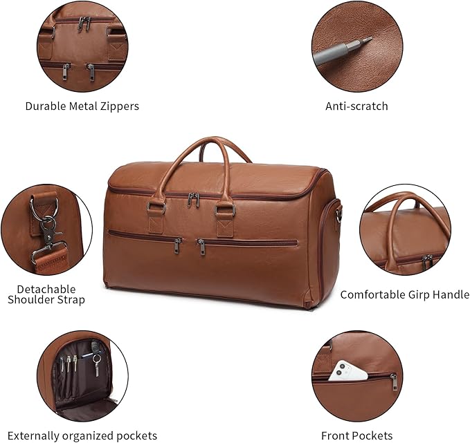 Carry On Garment Bag for Travel, Convertible Travel Garment Bag for Men Women, 2 in 1 Hanging Suitcase Suit Business Travel Bag