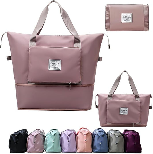 Large Capacity Foldable Travel Bag, Expandable lightweight Carry on Bag, Dry with Wet Separation Spor Duffel Bags