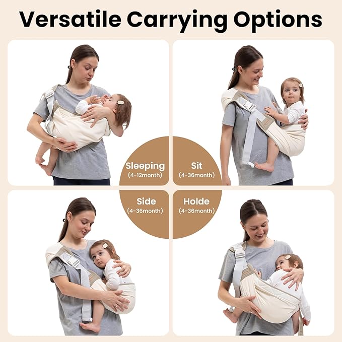 Baby Carrier Newborn to Toddler, Baby Sling Carrier, Toddler Carrier 25-60 lbs with Adjustable Straps, Soft Padded Edges, Lightweight and Travel-Friendly Newborn Baby Carrier