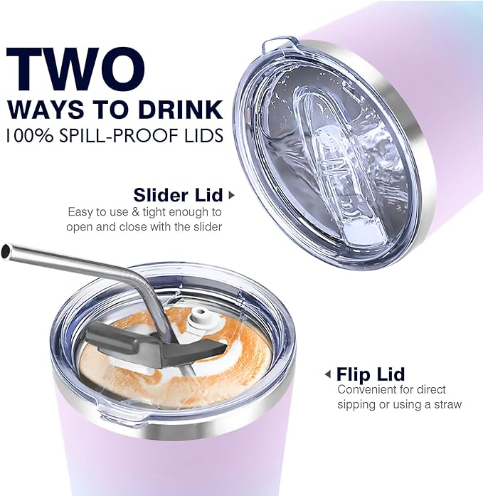 30 oz Leak Proof Tumbler with Straw, Stainless Steel Vacuum Insulated Tumbler with Straw, Durable & Dishwasher Safe, Ideal for Car, Camping, Hiking, Outdoor (Mermaid)