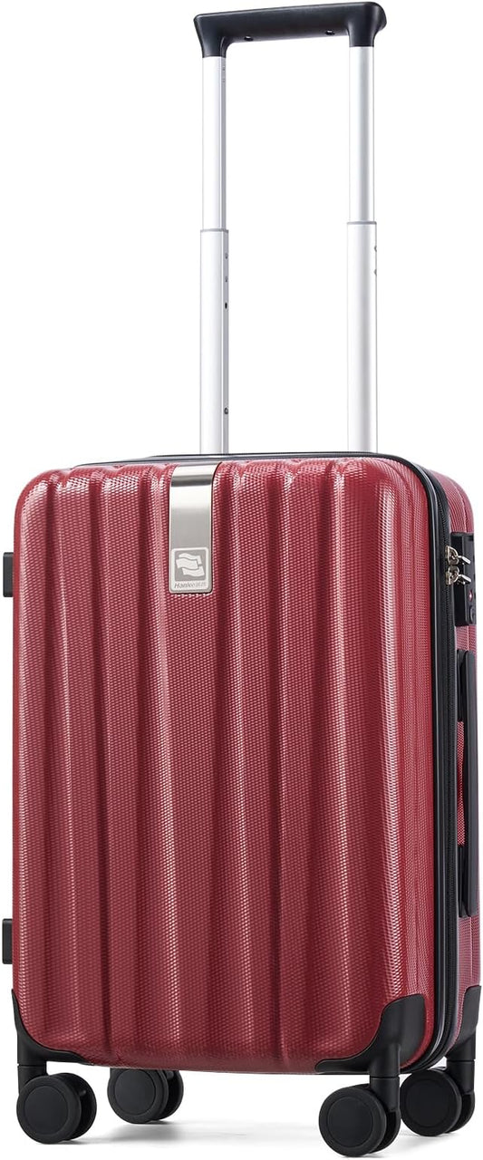 Hanke 20 Inch Carry On Luggage 22x14x9 Airline Approved Lightweight PC Hard Shell Suitcases with Wheels Travel Luggage Rolling Suitcase Travel Luggage Bag Christmas Gifts for Birthday （Burgundy）