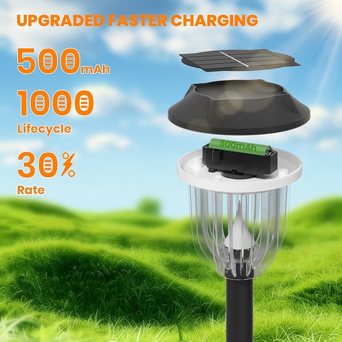 AOSEA LED Solar Lights for Outside,12000K 6 Pack Solar Lights Outdoor IP65 Waterproof,Landscape Lighting,Garden Decorative for Yard,Patio,Landscape,Pathway,Sidewalk,Driveway,Lawn (Cold White)