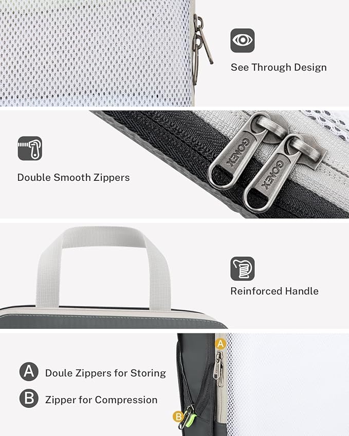 Compression Packing Cubes, Gonex Extensible Storage Mesh Bags Organizers