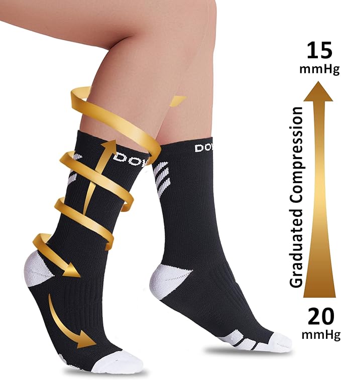 DOVAVA Dri-tech Compression Crew Socks (4/6 Pairs), Comfort Boost Circulation