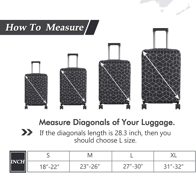 HYPER VENTURE Washable Luggage Cover - Fashion Suitcase Protector Fits 31-32 Inch Luggage (Black Maze, XL)
