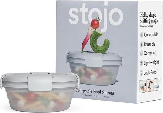 STOJO Collapsible Bowl - Translucent Cashmere, 36oz - Reusable Silicone Bowl for Hot and Cold Food - Perfect for Travel, Meal Prep, To-Go Lunch, Camping & Hiking - Microwave & Dishwasher Safe