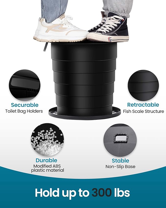 TRIPTIPS Upgrade Retractable Portable Toilet Travel Toilet Adjustable Height Camping Toilet Portable Potty for Adults Kids, Foldable Portable Toilet for Camping/Car