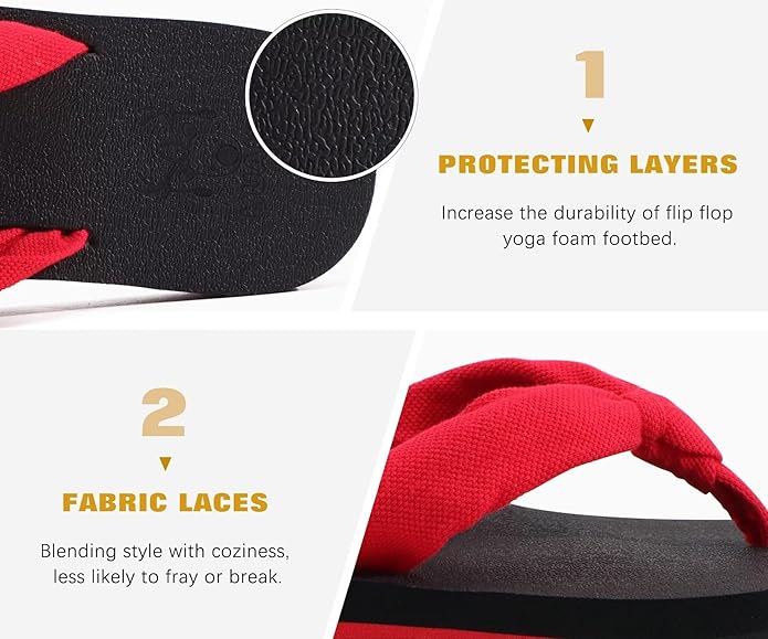 KuaiLu Flip Flops for Women with Arch Support Yoga Mat Comfortable Summer Beach Walking Thong Cushion Sandals Slip On Indoor Outdoor