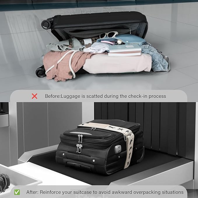 Luggage Straps for Suitcases,Adjustable Luggage Elastic Belt, Travel Essentials for Airport,Station, Vibrant Designs, (Azure Ocean)