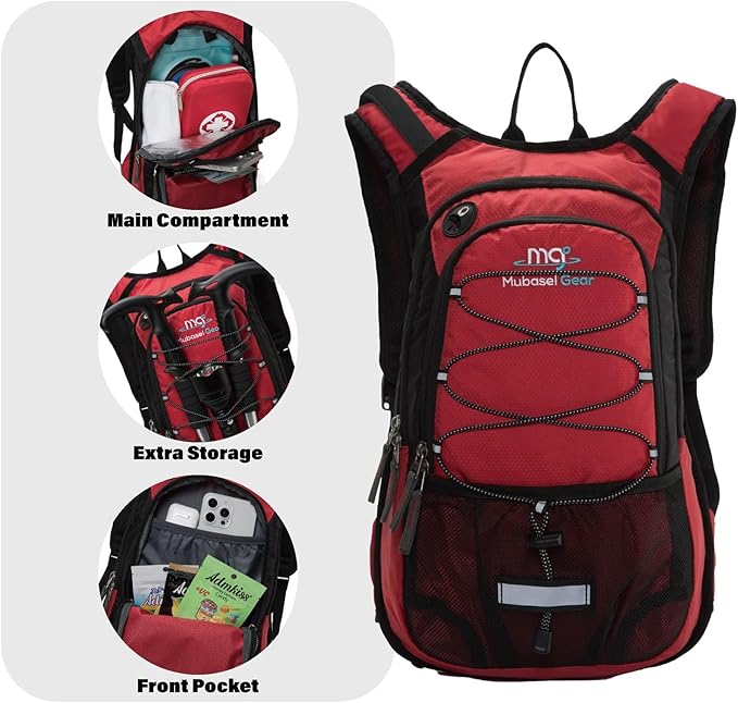 15L Insulated Hydration Backpack Pack with 2L Water Bladder Lightweight Hiking Backpack Bag for Women Men Daypack for Hiking Running Festival Camping Biking