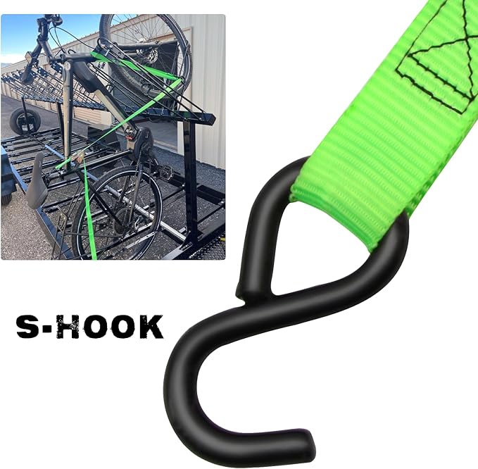 XSTRAP STANDARD Ratchet Tie Down Straps 4 Pk 10 Ft- 300 Lbs Load Cap- 900 Lbs Break Strength-Cargo Straps for UTV, ATV, Pickup,Truck, Moving Appliances, Lawn Equipment, Neon Green