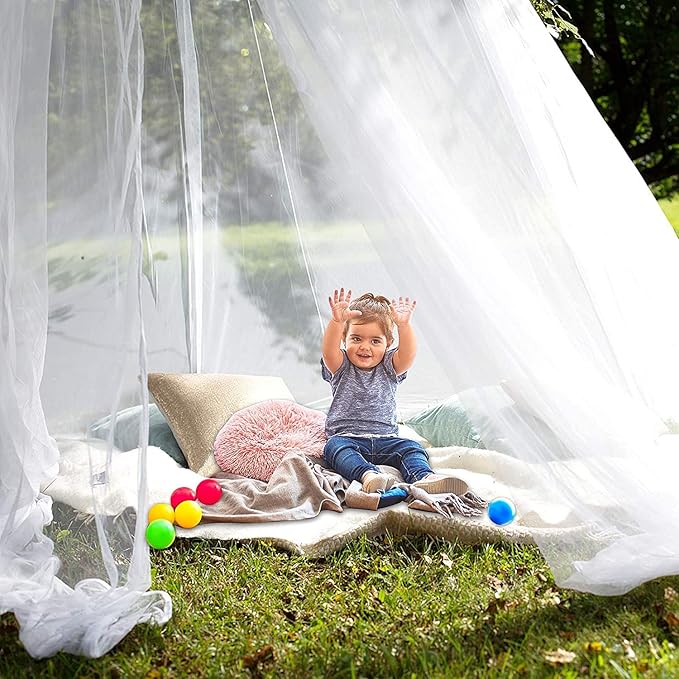 Mosquito Net for Bed, Large White Bed Canopy for Girls, Hanging Bed Net, Easy Installation Ideal for Bedroom Decorative, Travel with Storage Bag (Lace Flower)