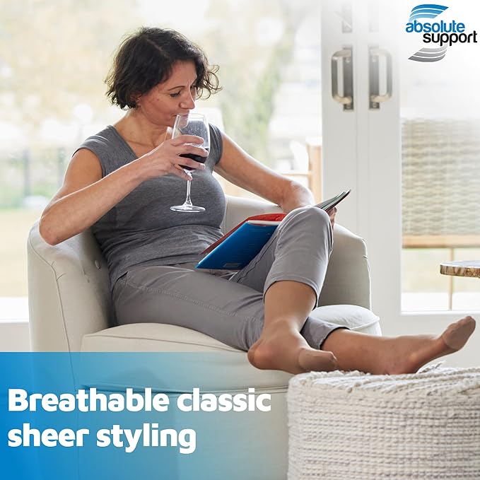 (3 Pairs - Closed Toe) Made in USA - Sheer Compression Socks for Women 15-20mmHg - Compression Stockings for Varicose Veins Circulation, Thrombosis, Embolism - Natural, Small - A101NA1-3