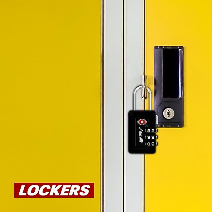 BV TSA Accepted Luggage Travel Lock, Set-Your-Own Combination Lock for School Gym Locker, Luggage Suitcase Baggage Locks, Filing Cabinets, Toolbox, Case (Black, 2 Pack)