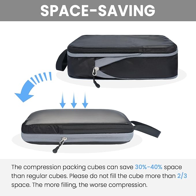 BAGAIL 6 Set Ultralight Compression Packing Cubes Packing Organizer for Travel Accessories Luggage Suitcase Backpack