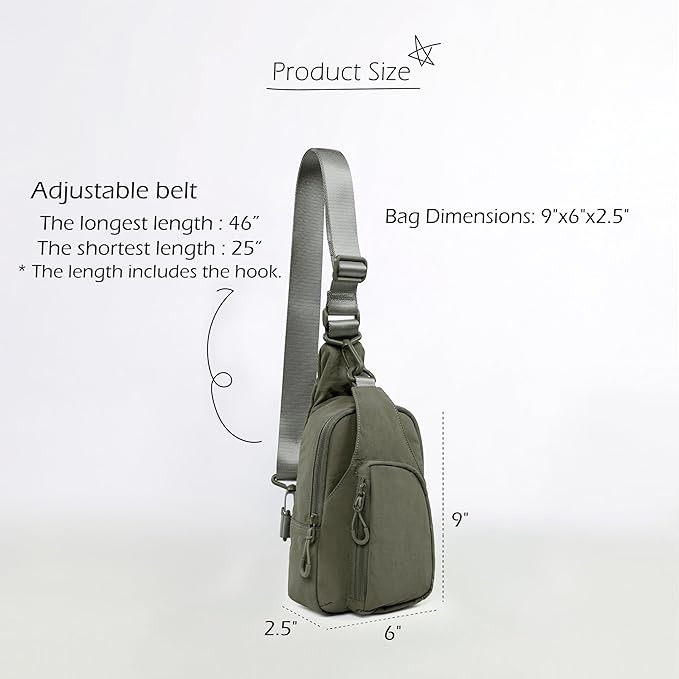 ODODOS Daily Sling Bag with Adjustable Straps Crossbody Chest Bag Lightweight Small Backpack for Casual Traveling Hiking