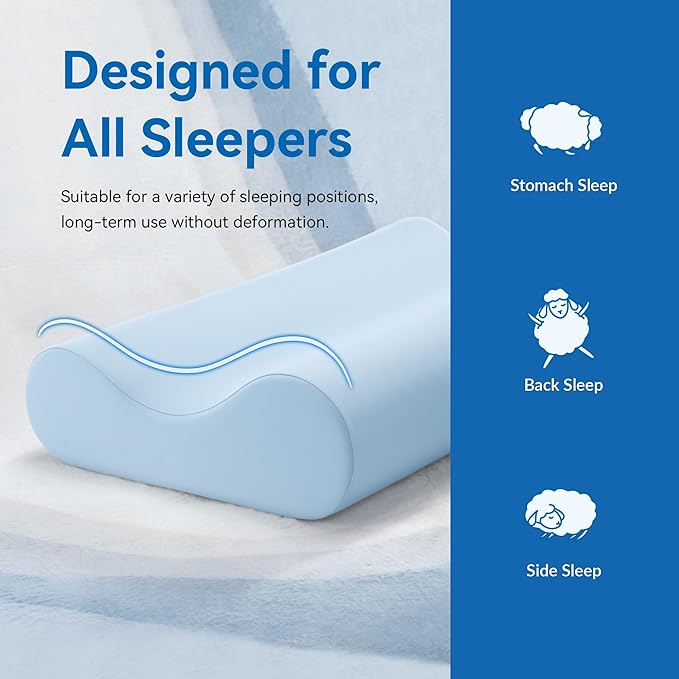 AM AEROMAX Queen Size Soft Contour Memory Foam Pillow, Cervical Pillow for Neck Pain Relief, Neck Orthopedic Sleeping Pillows for Side, Back and Stomach Sleepers.