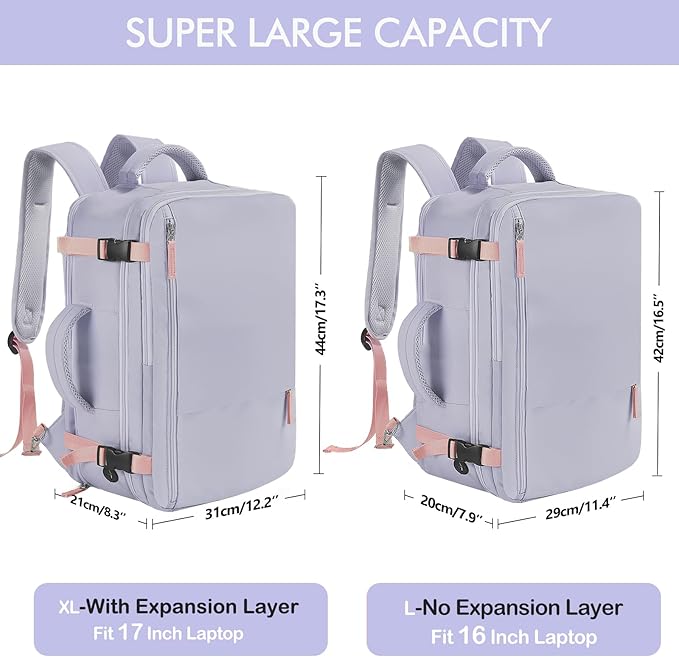 Beraliy Large Travel Backpack For Women, Airline Approved Carry On Backpack, Anti Theft Personal Item Backpack, Waterproof Bag, Casual Daypack Travel Essentials