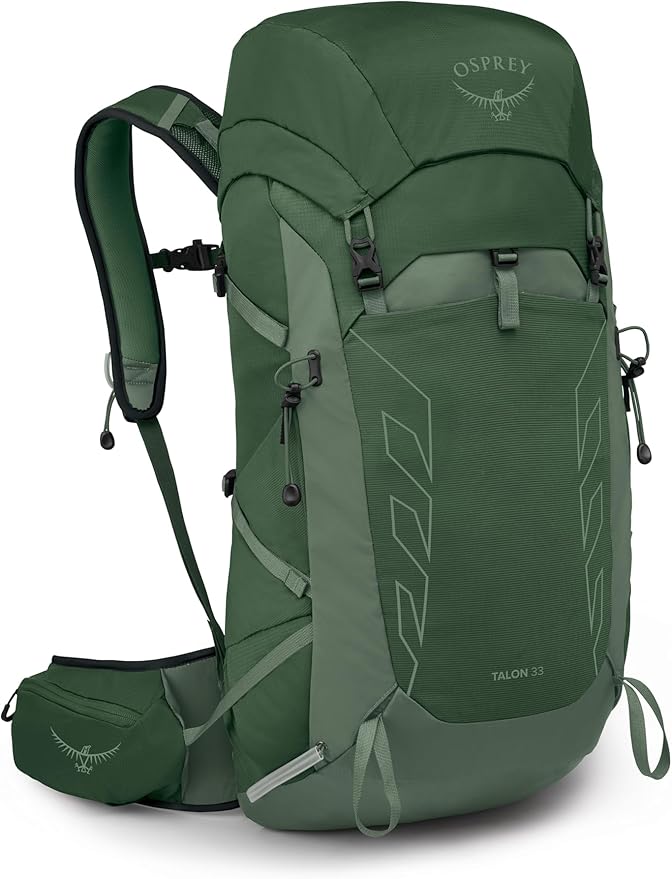 Osprey Talon 33L Men's Lightweight Hiking Backpack with Hipbelt, Green Canopy/Pine Leaf, Extended Fit