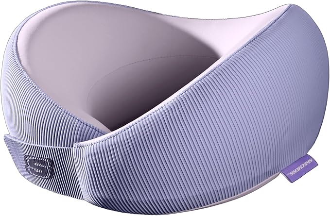 Skechers Women's Memory Foam Neck Pillow, Comfortable & Breathable Travel Pillow,Neck Pillow Airplane for Travel, Car Rides, Home, and Office Use, Ergonomic Design for Men and Women,Purple