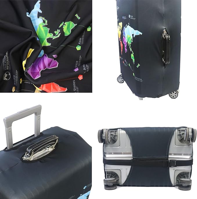 MosaiRudo Thicker Luggage Cover Elastic Suitcase Cover Protector Fits 18-32 Inch Suitcase Travel Accessories (Abstract Map, M)