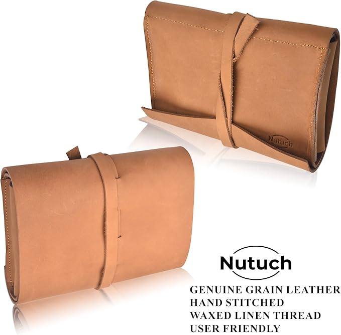 Leather Tech Pouch for Cables Chargers Phone | Tech Bag | Zipper Travel Accessory Pouch | Electronic Organizer Case Travel Bag (Tan)