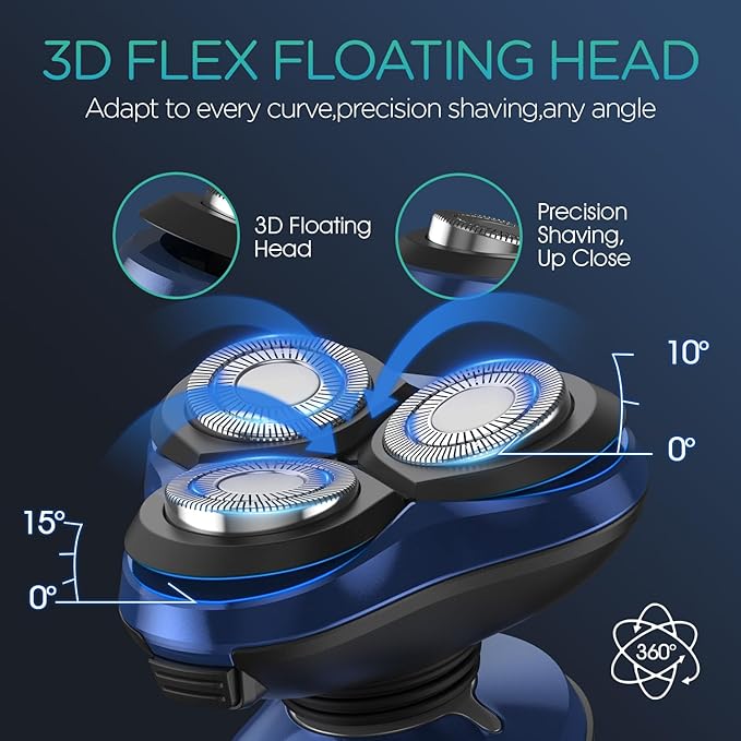 VOYOR Electric Razor for Men Cordless Shavers for Shaving with face sideburn Nose Ear Hair Rechargeable Wet Dry Waterproof TX410 New (New Version-Blue)