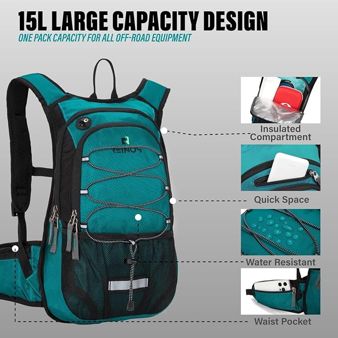 Hydration Pack Backpack with 3L Water Bladder for Men & Women, Hiking Daypack with Thermal Insulation | Running, Cycling, Camping, Skiing, Outdoor Activities