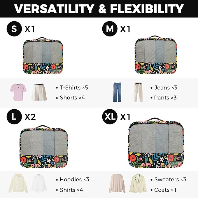BAGAIL 9 Set Packing Cubes Luggage Packing Organizers for Travel Accessories