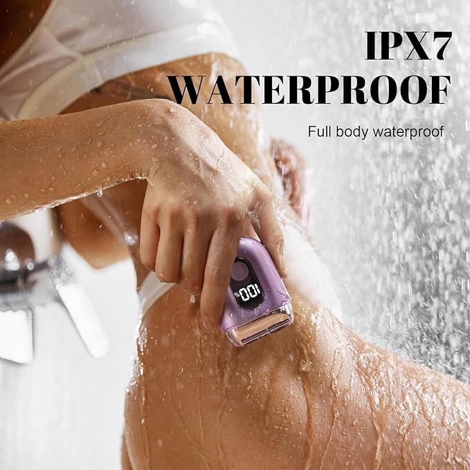 Cordless Electric Shaver for Women: Mini Electric Razors with LED Display - Rechargeable Bikini Trimmer - IPX7 Waterproof Wet Dry Face Razor for Body Pubic Leg (Purple Little)