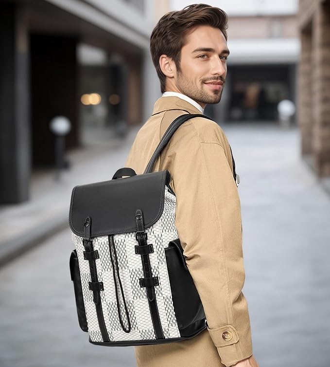 KingTo Laptop Backpack for Men Luxury Anti-Theft Travel Backpack Casual Business Waterproofing Computer Bag (A-White)