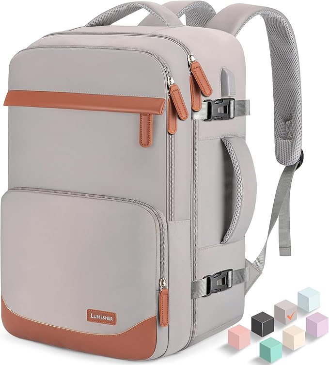 40L Travel Backpack with USB Charging Port, Water-Resistant Carry On Backpack for Men Women, Business Laptop Backpack for Trips & Commutes, Fits 15.6/17.3 Inch Laptop