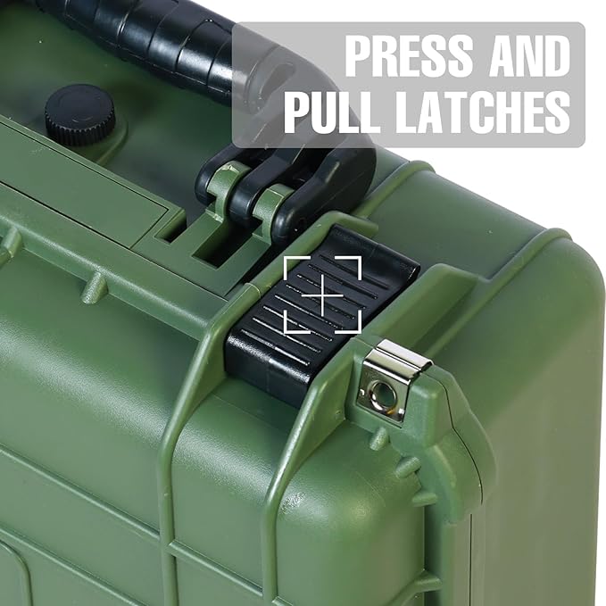 16x 12.8x 6.8 Inch Hard Case, Portable Weather Waterproof Protective Camera Case with Customizable Foam, Fit Use of Drones, Camera, Equipments, Green