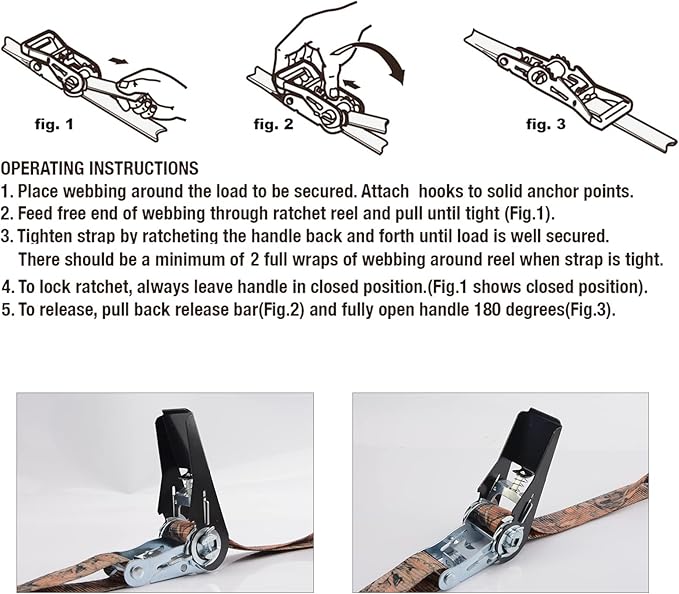 XSTRAP STANDARD Ratchet Tie Down Straps - 8PK - 1'' x 10 ft - 900 LB Break Strength Cargo Straps for Moving Appliances, Lawn Equipment, Motorcycle (Camouflage2)