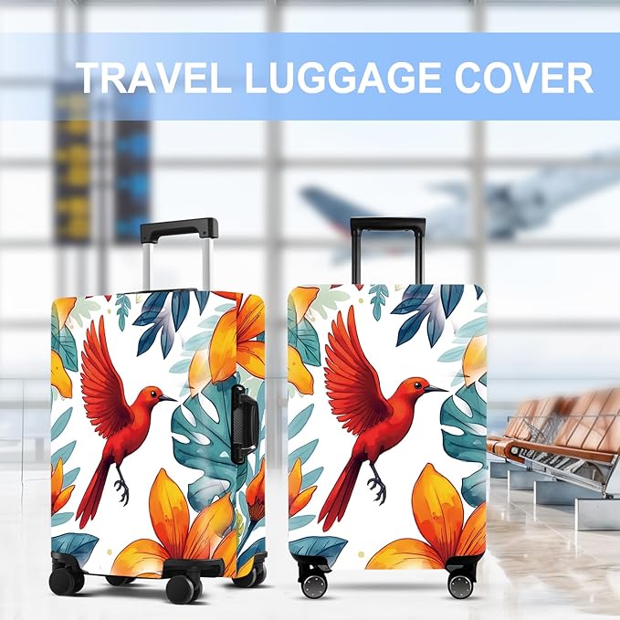 Luggage Cover Washable Suitcase Protector Anti-Scratch,Stretchable Fit for 20-34Inch Luggage Durable Travel Bag Cover with Zipper Closure (Bird, M(fits 24-26Inch suitcase))