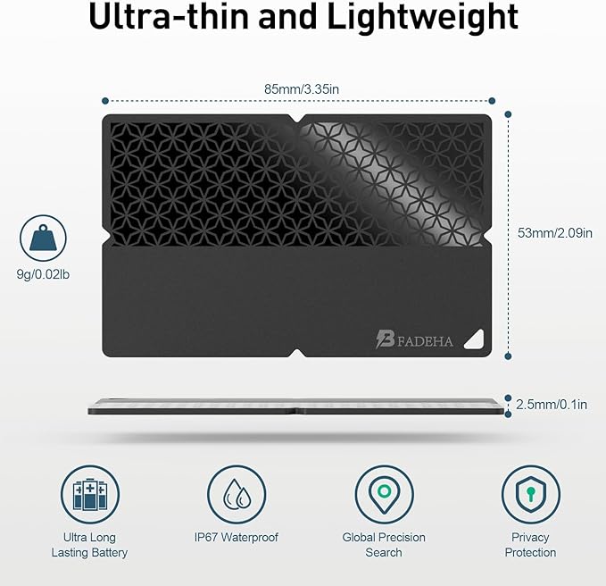2025 [Apple MFi Certified] (iOS Only) Bluetooth Tracker Smart Finder for Apple Find My, iPhone Card Wallet Finder GPS Tracker, 5-10 Years Battery, Keys Finder and Item Locator for Keys, Bags, Passport