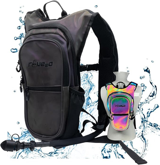 Rave Hydration Backpack – Anti-Theft Festival Hydration Pack with 1.5L Leakproof TPU Bladder – Slim, Insulated Water Pack with Secret Pockets & Breathable Back – for Raves, Music Festivals, EDC