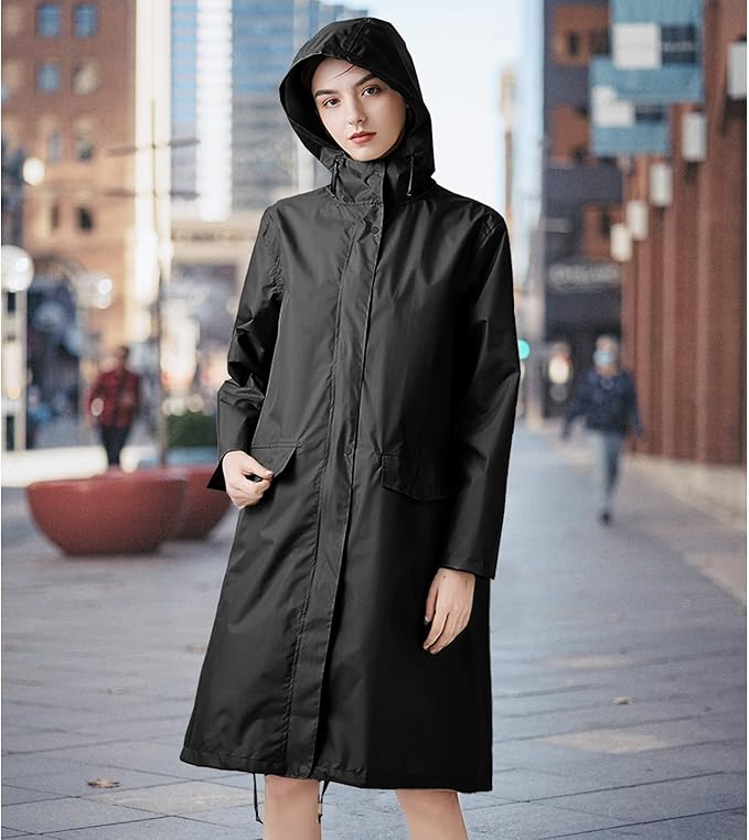 ANYOO Waterproof Rain Poncho Lightweight Reusable Hiking Hooded Coat Jacket for Outdoor Activities