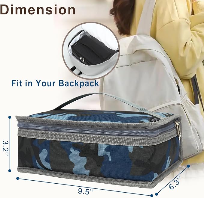FlowFly Small Insulated Lunch box Portable Soft Bag Mini Cooler Thermal Meal Tote Kit with Handle for Work & School, Camo