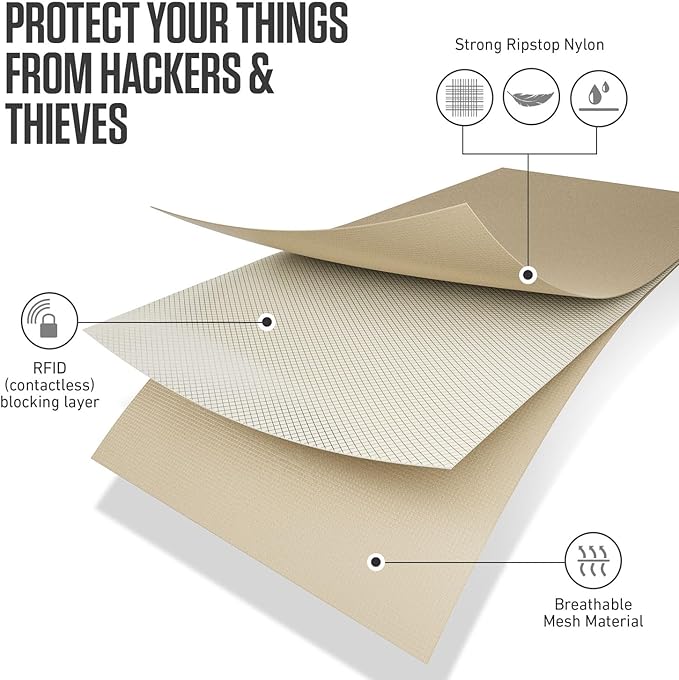 VENTURE 4TH Passport Holder Neck Wallet with RFID Blocking Nylon Lining - Hidden Neck Pouch for Travel (Sleek Beige)