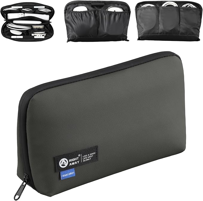 RIGHT AWAY Electronic Organizer,Waterproof Travel Accessories Storage, Tech Pouch for Cord, Power bank, Airpods, Daily Items