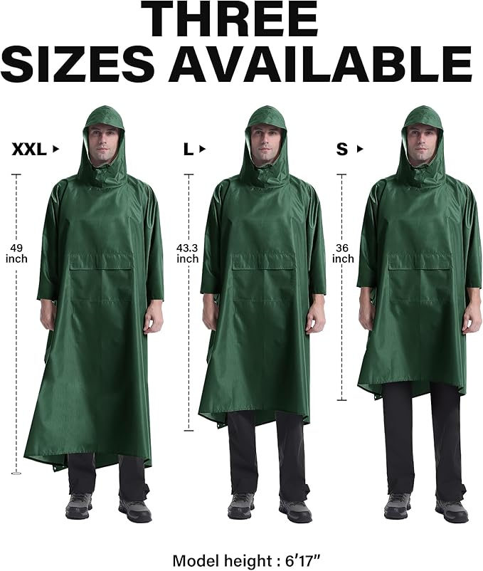 iCreek Hooded Rain Poncho with Pocket Waterproof Lightweight Unisex Raincoat Jacket for Hiking, Camping, Outdoor