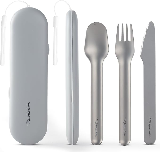 Felix - Compact Portable stainless steel Cutlery set with case | Pocket Utensil set | Travel Utensils with case | Camping| Utensils set for Lunch box| Utility cutlery set | Portable Silverware
