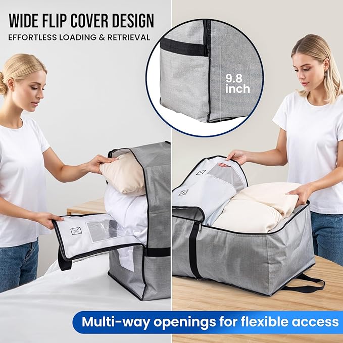 TAILI 4 Pack Gray Moving Bags w/Adjustable Backpack Straps, Moving Supplies, Moving Boxes Alternative, Heavy Duty Storage Totes for College Packing, Camping Backpack for Travel, Dorm, Laundry